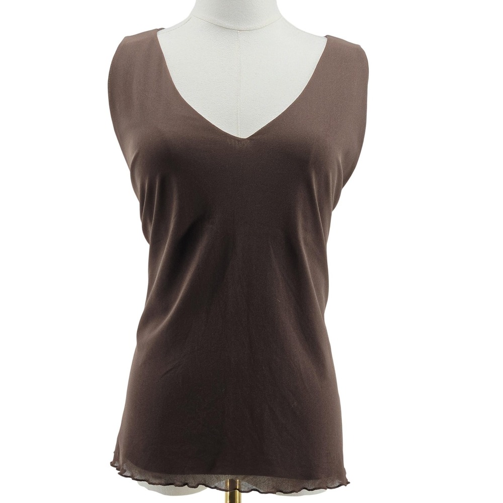 Spanx Camisole Womens L Brown Shaping Top‎ Slimming Jersey V-Neck Stretch